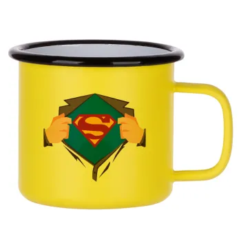 Superman hands, Metallic enamel MATT Yellow cup 360ml