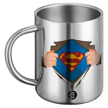 Superman hands, Ανοξείδωτη Μεταλλική Κούπα 450ml - Διπλού Τοιχώματος