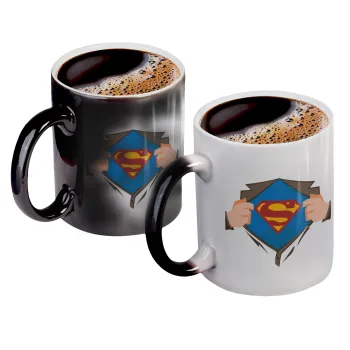 Superman hands, Κούπα Μαγική, κεραμική, 330ml που αλλάζει χρώμα με το ζεστό ρόφημα