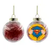 Transparent Christmas tree ball ornament with red filling 8cm