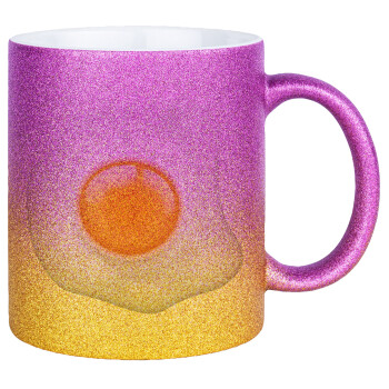 Τηγανητό αυγό, Κούπα Χρυσή/Ροζ Glitter, κεραμική, 330ml