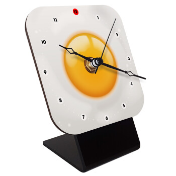 Fry egg, Quartz Wooden table clock with hands (10cm)