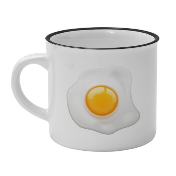 Τηγανητό αυγό, Κούπα κεραμική vintage Λευκή/Μαύρη 230ml
