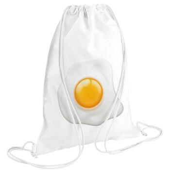 Fry egg, Τσάντα πλάτης πουγκί GYMBAG λευκή (28x40cm)