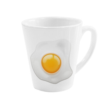 Fry egg, Κούπα κωνική Latte Λευκή, κεραμική, 300ml