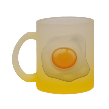 Fry egg, Κούπα γυάλινη δίχρωμη με βάση το κίτρινο ματ, 330ml