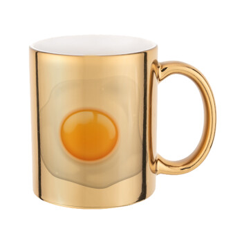 Fry egg, Mug ceramic, gold mirror, 330ml