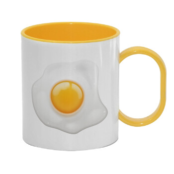 Τηγανητό αυγό, Κούπα (πλαστική) (BPA-FREE) Polymer Κίτρινη για παιδιά, 330ml