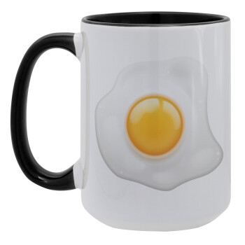 Τηγανητό αυγό, Κούπα Mega 15oz, κεραμική Μαύρη, 450ml