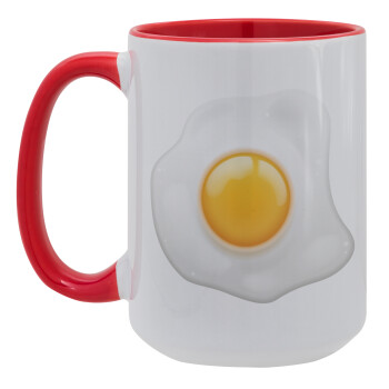 Fry egg, Κούπα Mega 15oz, κεραμική Κόκκινη, 450ml