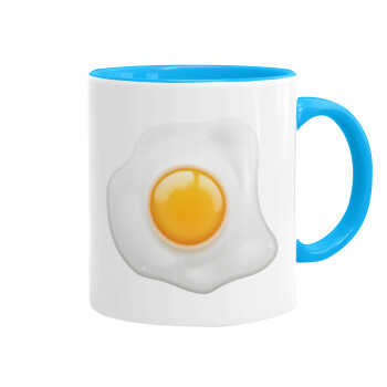 Τηγανητό αυγό, Κούπα χρωματιστή γαλάζια, κεραμική, 330ml