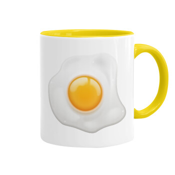 Τηγανητό αυγό, Κούπα χρωματιστή κίτρινη, κεραμική, 330ml