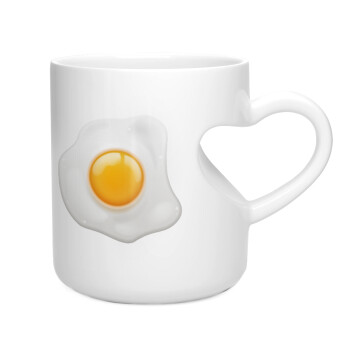 Τηγανητό αυγό, Κούπα καρδιά λευκή, κεραμική, 330ml