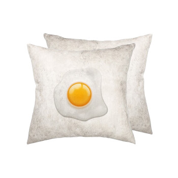 Fry egg, Μαξιλάρι καναπέ Δερματίνη Γκρι 40x40cm με γέμισμα