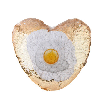 Fry egg, Μαξιλάρι καναπέ καρδιά Μαγικό Χρυσό με πούλιες 40x40cm περιέχεται το  γέμισμα