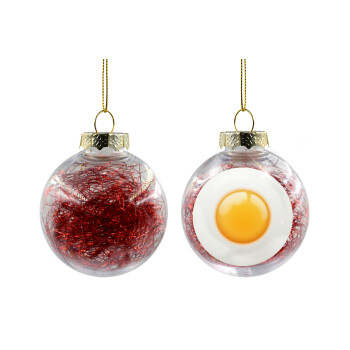 Τηγανητό αυγό, Χριστουγεννιάτικη μπάλα δένδρου διάφανη με κόκκινο γέμισμα 8cm