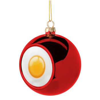 Τηγανητό αυγό, Χριστουγεννιάτικη μπάλα δένδρου Κόκκινη 8cm