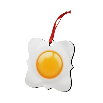 Τηγανητό αυγό, Χριστουγεννιάτικο στολίδι polygon ξύλινο 7.5cm