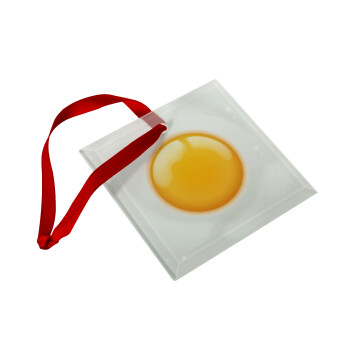 Fry egg, Χριστουγεννιάτικο στολίδι γυάλινο τετράγωνο 9x9cm