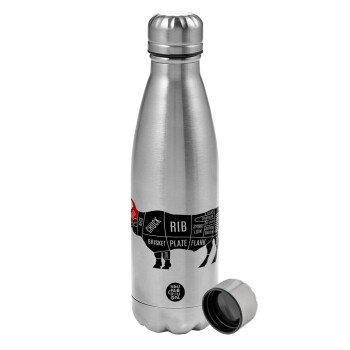 Diagrams for butcher shop, Μεταλλικό παγούρι νερού, ανοξείδωτο ατσάλι, 750ml