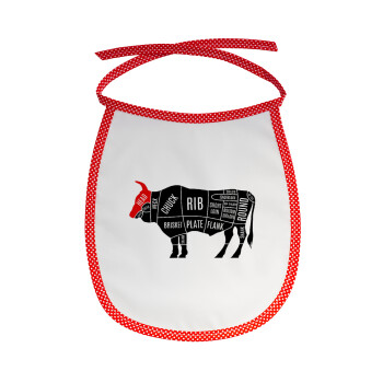 Diagrams for butcher shop, Σαλιάρα μωρού αλέκιαστη με κορδόνι Κόκκινη