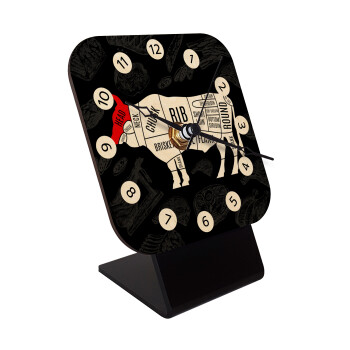 Diagrams for butcher shop, Επιτραπέζιο ρολόι σε φυσικό ξύλο (10cm)