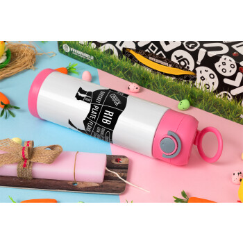 Diagrams for butcher shop, Πασχαλινή Λαμπάδα με Παιδικό παγούρι θερμό, ανοξείδωτο, με καλαμάκι ασφαλείας, ΡΟΖ (500ml)