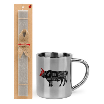 Diagrams for butcher shop, Easter Set, metallic thermal cup (300ml) & Easter aromatic flat candle (30cm) (GRAY)