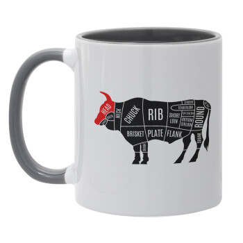 Diagrams for butcher shop, Κούπα χρωματιστή γκρι, κεραμική, 330ml