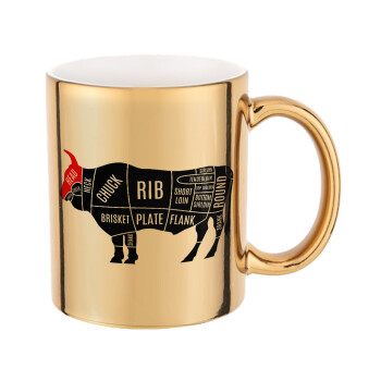 Diagrams for butcher shop, Mug ceramic, gold mirror, 330ml