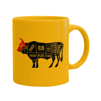 Diagrams for butcher shop, Κούπα, κεραμική κίτρινη, 330ml