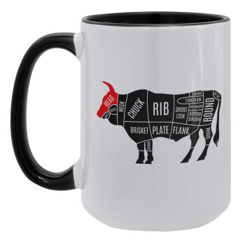 Diagrams for butcher shop, Κούπα Mega 15oz, κεραμική Μαύρη, 450ml