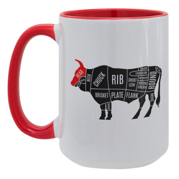 Diagrams for butcher shop, Κούπα Mega 15oz, κεραμική Κόκκινη, 450ml