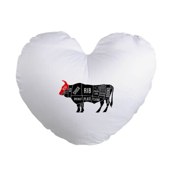 Diagrams for butcher shop, Μαξιλάρι καναπέ καρδιά 40x40cm περιέχεται το  γέμισμα