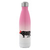 Metal mug thermos Pink/White (Stainless steel), double wall, 500ml