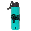 Metallic water bottle with safety lid, 850ml aluminum