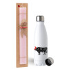Easter Set, metallic stainless steel water bottle (750ml) & scented flat Easter candle (30cm) (PINK)