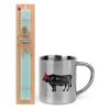 Easter Set, metallic thermal cup (300ml) & aromatic flat Easter candle (30cm) (TURQUOISE)