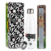 Easter candle, metallic white thermos bottle (500ml) & aromatic flat candle (30cm) (GRAY)