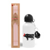 Easter Set, metallic aluminum bottle (500ml) & aromatic flat Easter candle (30cm) (PINK)