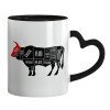 Mug heart black handle, ceramic, 330ml