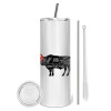 Tumbler stainless steel 600ml, with metal straw & cleaning brush