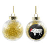 Transparent Christmas tree ball ornament with gold filling 8cm