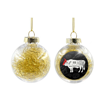 Diagrams for butcher shop, Χριστουγεννιάτικη μπάλα δένδρου διάφανη με χρυσό γέμισμα 8cm