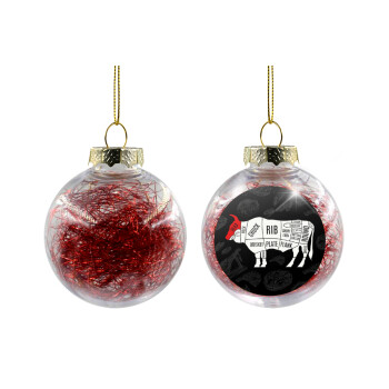 Diagrams for butcher shop, Χριστουγεννιάτικη μπάλα δένδρου διάφανη με κόκκινο γέμισμα 8cm