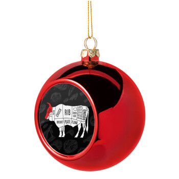 Diagrams for butcher shop, Χριστουγεννιάτικη μπάλα δένδρου Κόκκινη 8cm