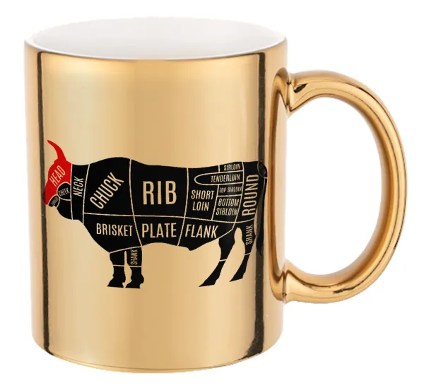 Diagrams for butcher shop — Mug ceramic, gold mirror, 330ml