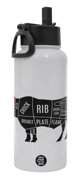 Diagrams for butcher shop — Metal mug thermo White with Straw and Spout Lid (Stainless steel), double wall, 950ml