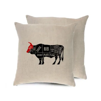 Diagrams for butcher shop, Μαξιλάρι καναπέ ΛΙΝΟ 40x40cm περιέχεται το  γέμισμα