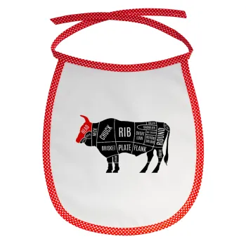 Diagrams for butcher shop, Σαλιάρα μωρού αλέκιαστη με κορδόνι Κόκκινη